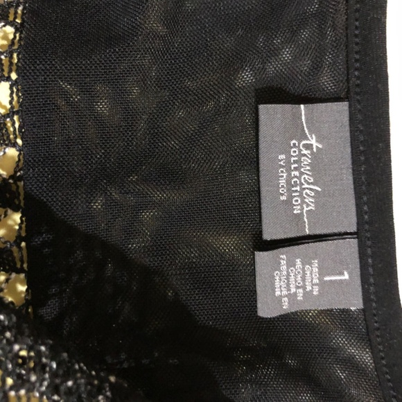 Chicos Black Crochet Duster Sequins Travelers Collection - Picture 3 of 5